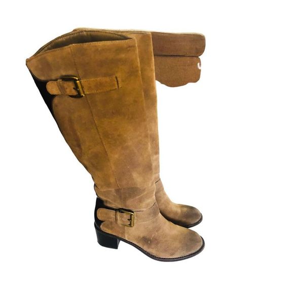 INC International Concepts Tall BrownSuede Boots with Buckle and Leather Back Si - Picture 11 of 15